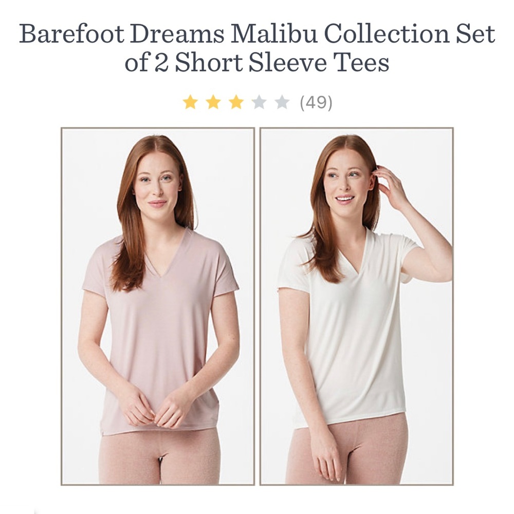 NWT: Barefoot Dreams Malibu set of 2 short sleeve tees